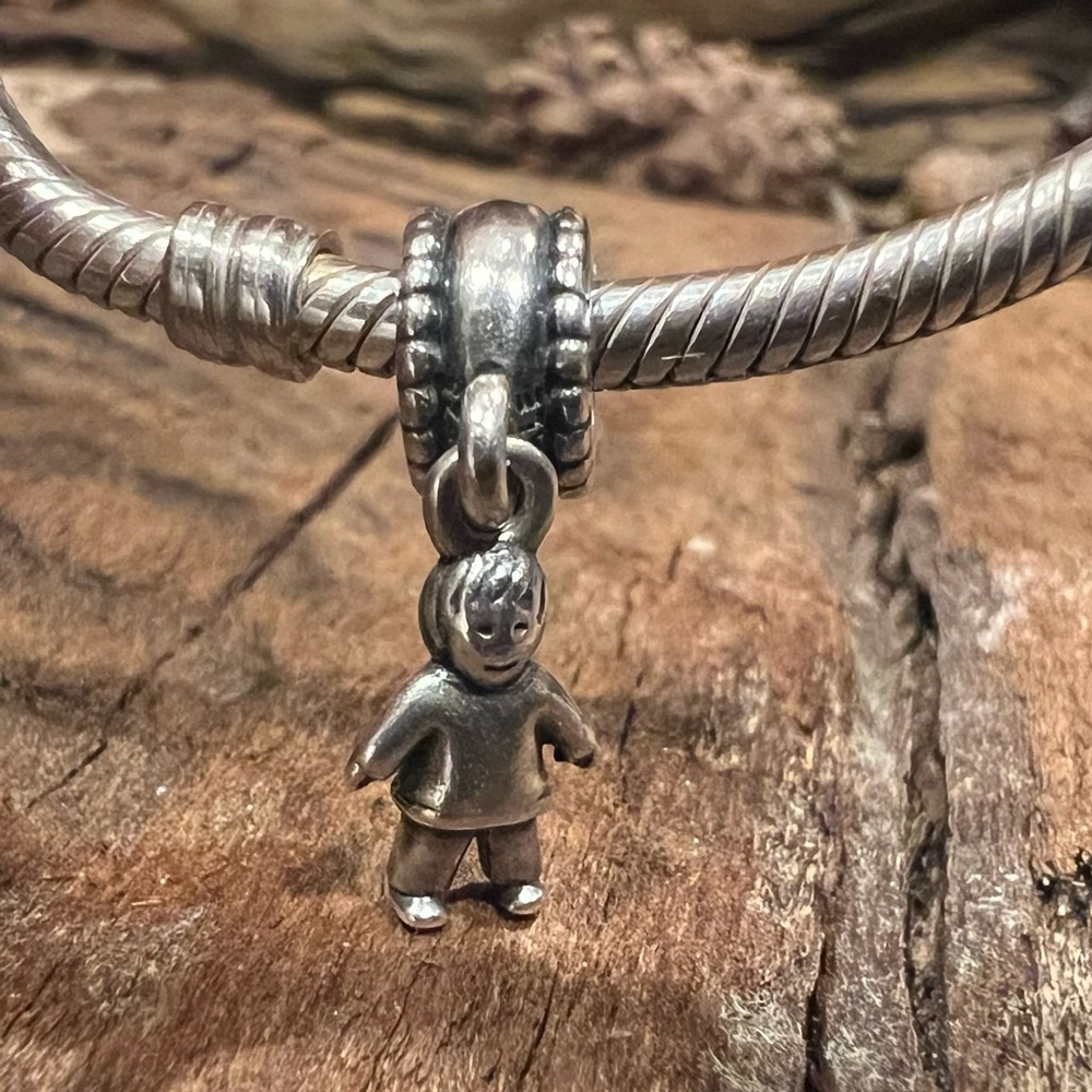 Authentic Pandora Charm Boy Dangle Sterling Silver Kid Family Bead Son Boy Twins